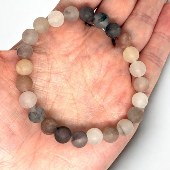 Violet Matte Agate Gemstone Bracelet | 8mm Handmade Crystal Jewelry - Picture 6 of 10